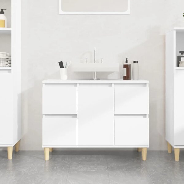 Ormarić za Lavabo - Umivaonik bijeli 80 x 33 x 60 cm konstruirano drvo - Bijela 1 Bijela