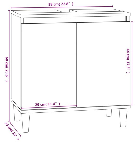 Ormarić za Lavabo - Umivaonik bijeli 58 x 33 x 60 cm konstruirano drvo - Bijela 1 Bijela