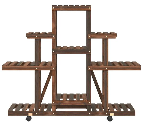 Stalak za cvijeće s kotačima 110x25x101 cm od masivne jelovine - Smeđa 110 x 25 x 101 cm 1 Smeđa