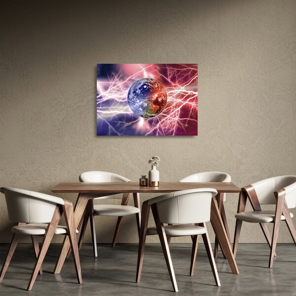 Staklena slika - Zemaljska kugla pod strujom (70x50 cm)
