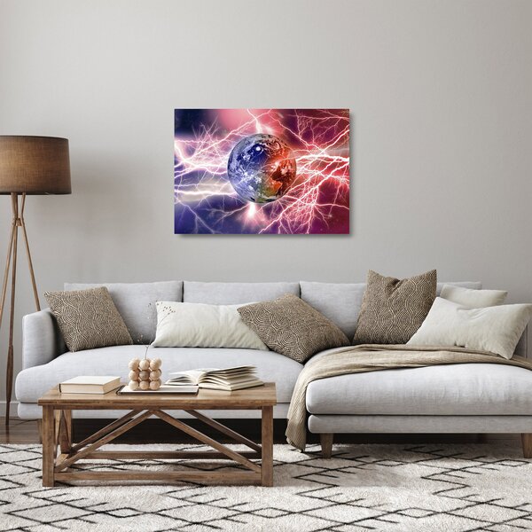Staklena slika - Zemaljska kugla pod strujom (70x50 cm)