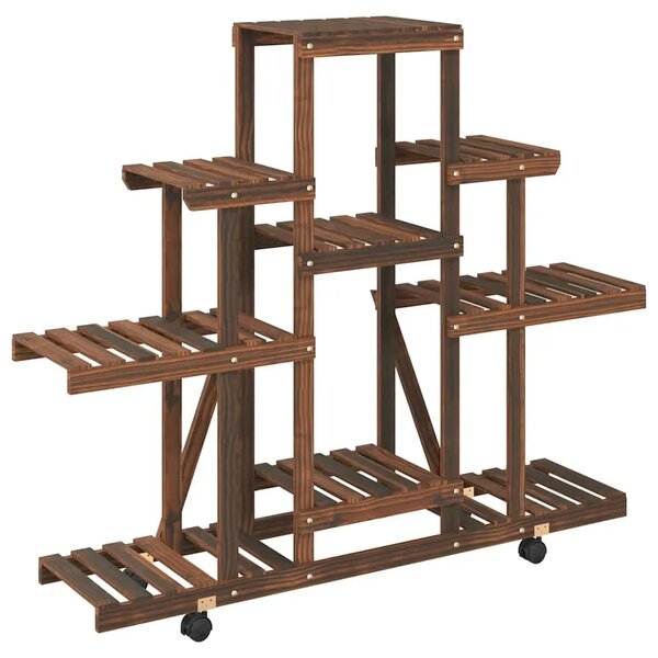 Stalak za cvijeće s kotačima 110x25x101 cm od masivne jelovine - Smeđa 110 x 25 x 101 cm 1 Smeđa