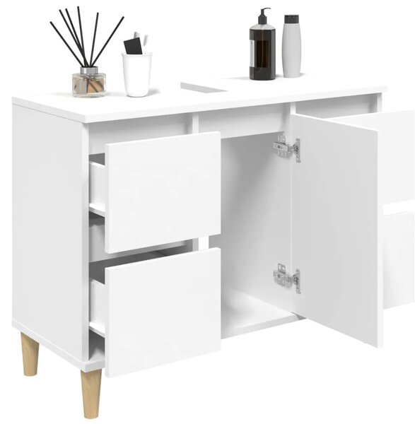 Ormarić za Lavabo - Umivaonik bijeli 80 x 33 x 60 cm konstruirano drvo - Bijela 1 Bijela