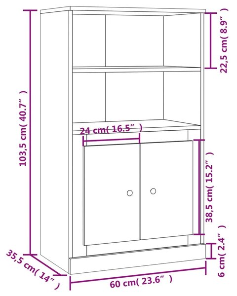 Visoka komoda bijela 60 x 35 5 x 103 5 cm od konstruiranog drva - Bijela 1 Bijela