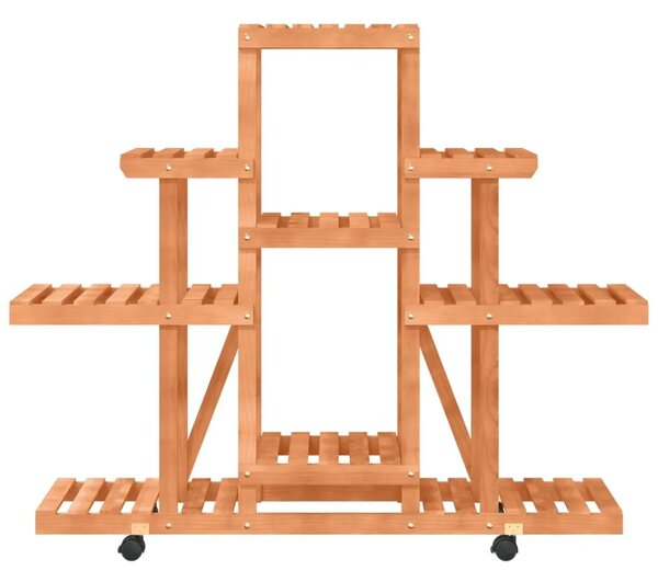 Stalak za cvijeće s kotačima 110x25x101 cm od masivne jelovine - Svjetlosmeđa 110 x 25 x 101 cm 1 Svjetlosmeđa