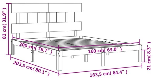 Okvir kreveta bez madraca bijeli 160x200 cm od masivne borovine - Bijela 160 x 200 cm s uzglavljem Bijela