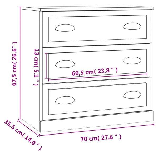 Komoda bijela 70 x 35 5 x 67 5 cm od konstruiranog drva - Bijela 1 Bijela