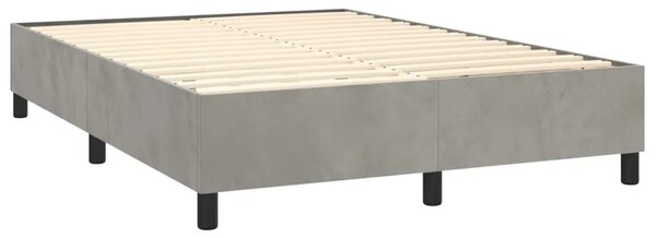Boxspring - Krevet s oprugama i madracem svjetlosivi 140x190 cm baršunasti - Svjetlosiva 140 x 190 cm Okomite pruge Svjetlosiva