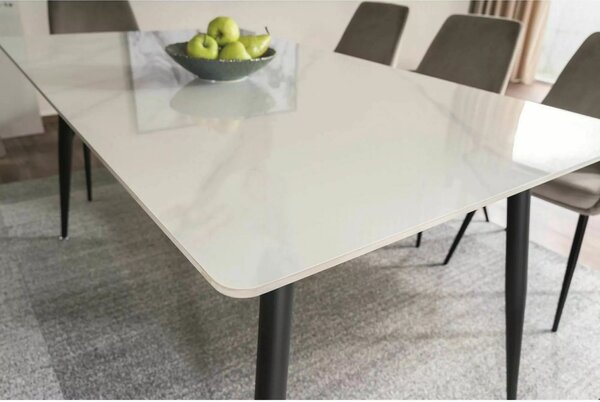 Jelački stol RION 130x70 cm s keramičkom pločom, bijeli mramor