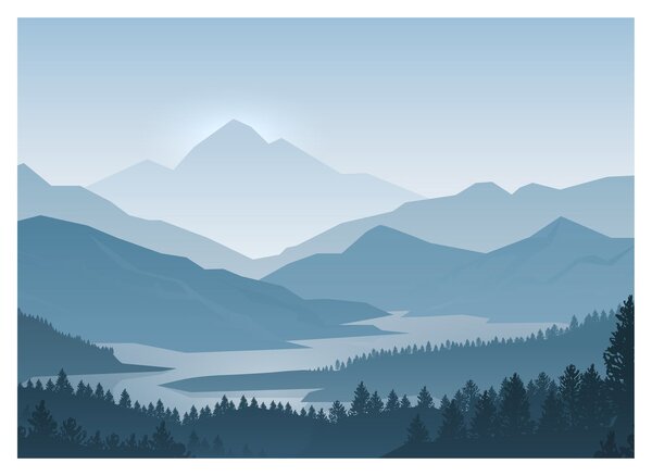 Staklena slika - Planine pogledom grafičara (70x50 cm)