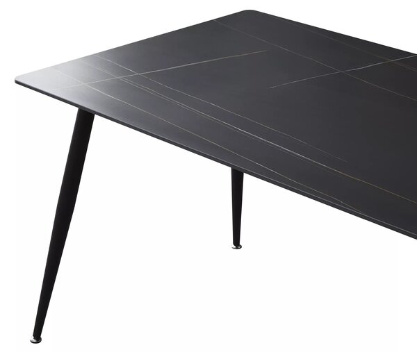 Blagovaonski stol RION 130x70 cm s keramičkom pločom, crni mramor