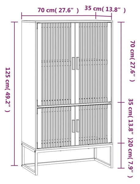 Visoka komoda 70 x 35 x 125 cm od konstruiranog drva - Smeđa 1 1 Smeđa