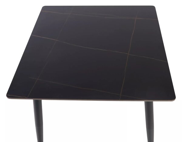 Blagovaonski stol RION 130x70 cm s keramičkom pločom, crni mramor
