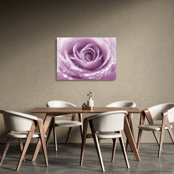 Staklena slika detalja cvijeta ruže (70x50 cm)