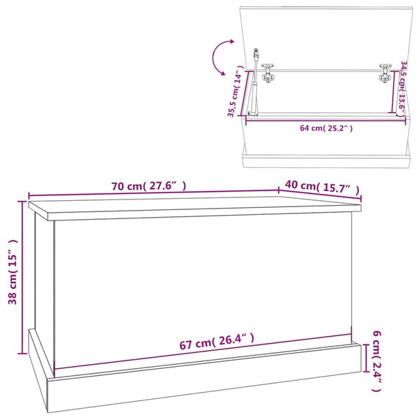 Kutija za pohranu Sonoma hrast 70x40x38 cm Konstruirano drvo - sonoma hrast 70 x 40 x 38 cm 1 Sonoma hrast