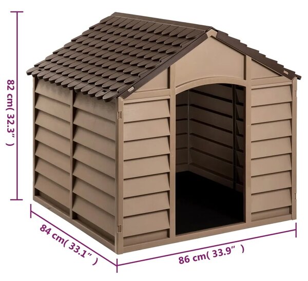 Kućica za pse smeđa 86 x 84 x 82 cm od polipropilena - 86 x 84 x 82 cm 86 x 84 x 82 cm