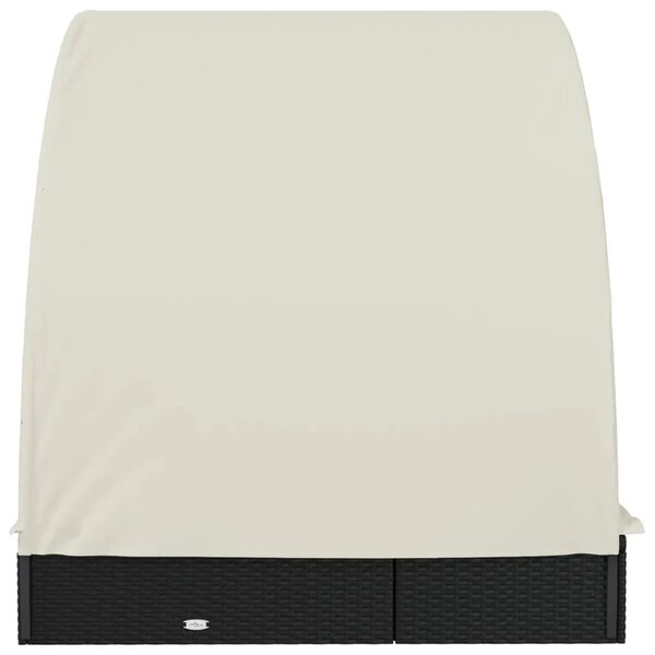 Ležaj za sunčanje za 2 osobe crni 211 x 112 x 140 cm poliratan - Crno-bijelo 1 Crno-bijelo