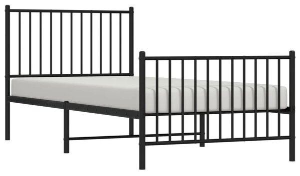 Metalni okvir kreveta uzglavlje i podnožje crni 90 x 200 cm - Crna 90 x 200 cm s uzglavljem i podnožjem Crna