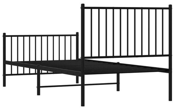 Metalni okvir kreveta uzglavlje i podnožje crni 90 x 200 cm - Crna 90 x 200 cm s uzglavljem i podnožjem Crna