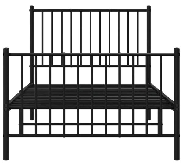 Metalni okvir kreveta uzglavlje i podnožje crni 90 x 200 cm - Crna 90 x 200 cm s uzglavljem i podnožjem Crna