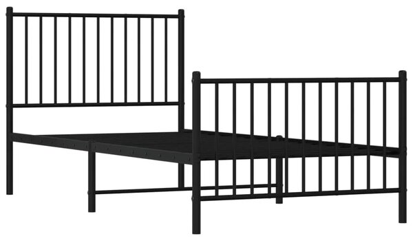 Metalni okvir kreveta uzglavlje i podnožje crni 90 x 200 cm - Crna 90 x 200 cm s uzglavljem i podnožjem Crna