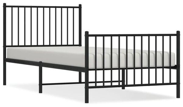 Metalni okvir kreveta uzglavlje i podnožje crni 90 x 200 cm - Crna 90 x 200 cm s uzglavljem i podnožjem Crna
