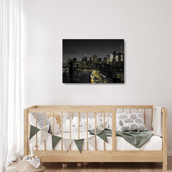 Staklena slika noćne metropole (70x50 cm)