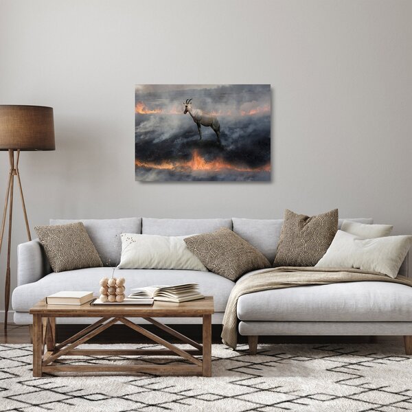 Staklena slika divokoze u plamenu (70x50 cm)