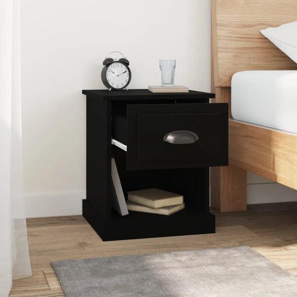 Noćni ormarići 2 kom crni 39 x 39 x 47 5 cm konstruirano drvo - Crna 2 Crna 2