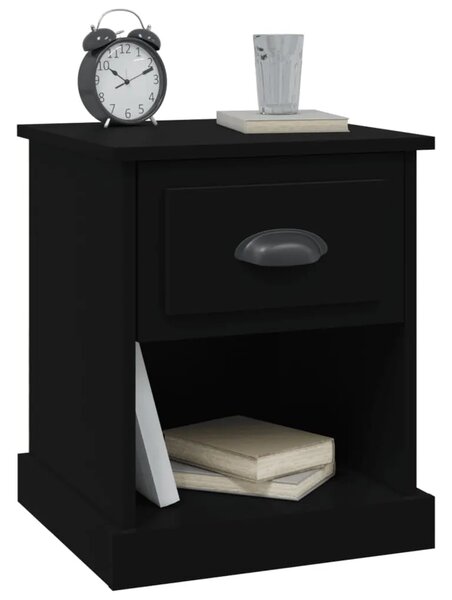Noćni ormarići 2 kom crni 39 x 39 x 47 5 cm konstruirano drvo - Crna 2 Crna 2
