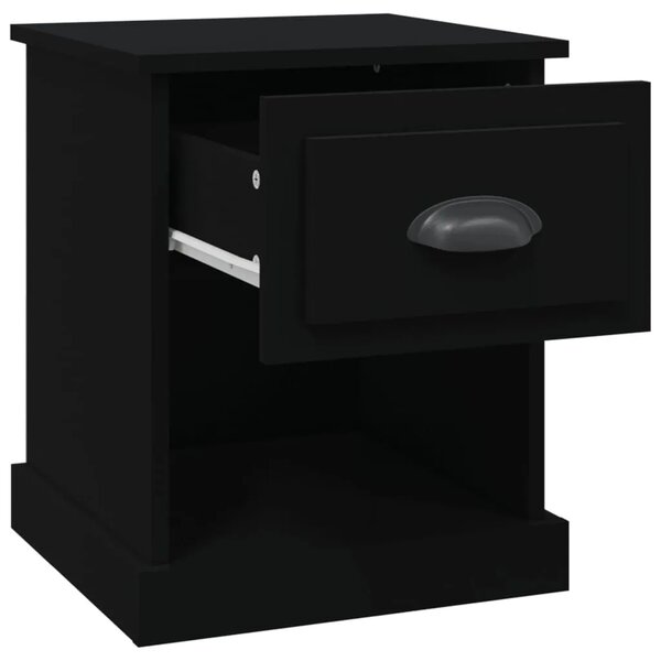 Noćni ormarići 2 kom crni 39 x 39 x 47 5 cm konstruirano drvo - Crna 2 Crna 2