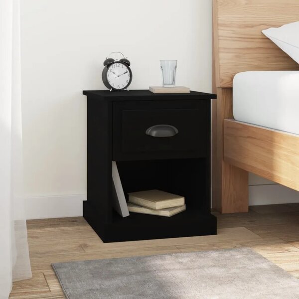 Noćni ormarići 2 kom crni 39 x 39 x 47 5 cm konstruirano drvo - Crna 2 Crna 2