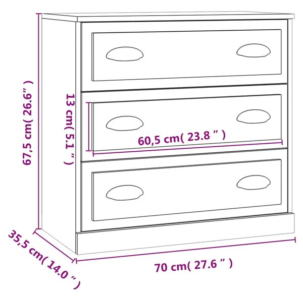 Komoda sjajna bijela 70x35 5x67 5 cm od konstruiranog drva - Visoko sjajno bijela 1 Visoko sjajno bijela