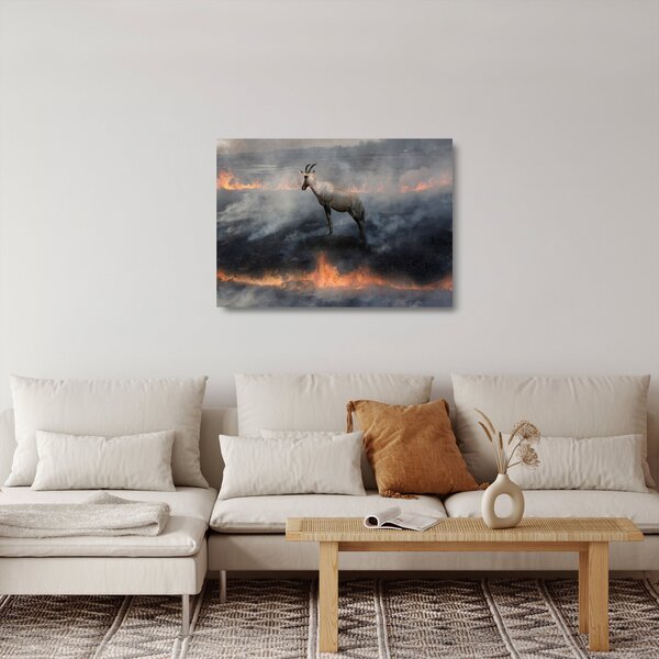 Staklena slika divokoze u plamenu (70x50 cm)