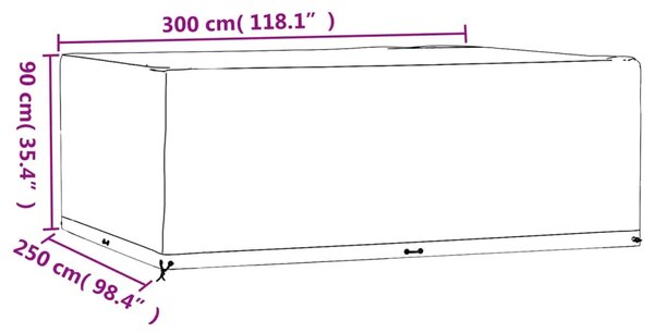 Navlaka za vrtni namještaj sa 16 ušica 300x250x90 cm pravokutna - 300 x 250 x 90 cm 1 300 x 250 x 90 cm 1