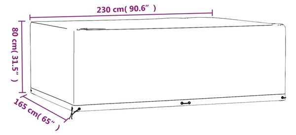 Navlaka za vrtni namještaj s 12 ušica 230x165x80 cm pravokutna - 230 x 165 x 80 cm 1 230 x 165 x 80 cm 1
