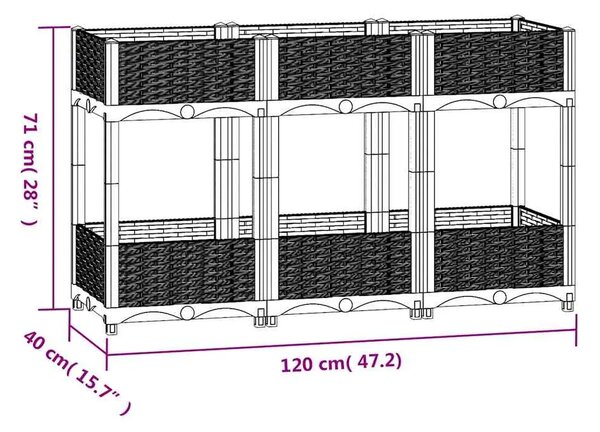 Povišena gredica 120x40x71 cm od polipropilena - Bijela 120 x 40 x 71 cm 1 Bijela