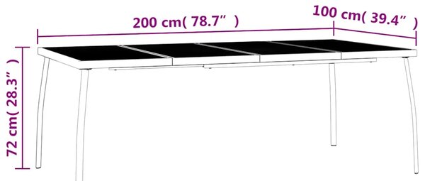 Vrtni stol antracit 200 x 100 x 72 cm od čelične mreže - 200 x 100 x 72 cm 1 200 x 100 x 72 cm