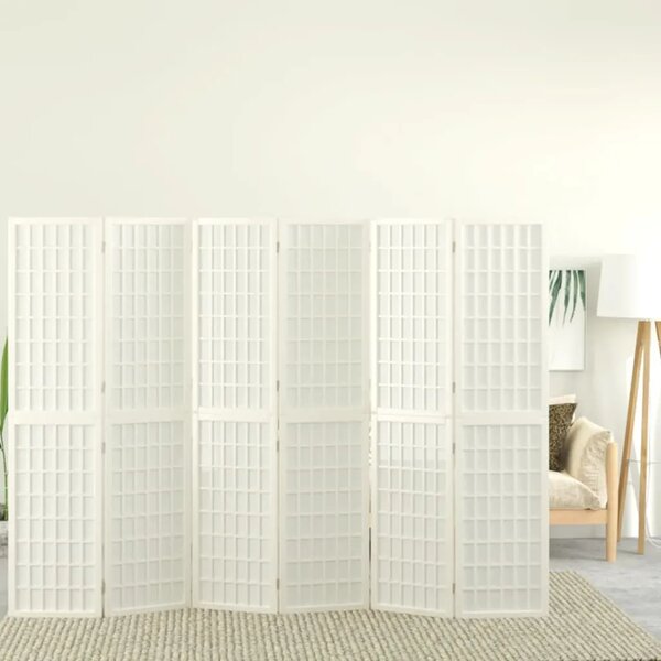Paravan - Sklopiva sobna pregrada 6 panela japanski stil 240x170cm bijela - Bijela 240 x 170 cm 1 1