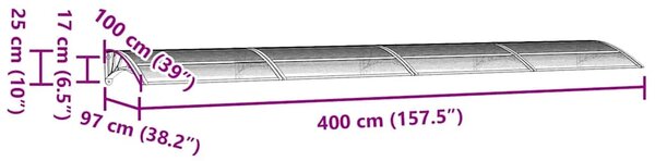 Nadstrešnica za vrata Crna 400x100 cm Polikarbonat - Crna i smeđa 400 x 100 cm 1 Crna i smeđa