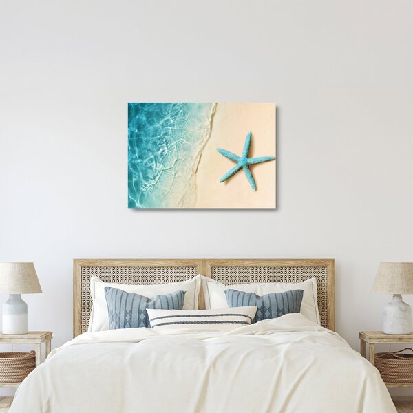 Staklena slika - Morska zvijezda na plaži (70x50 cm)
