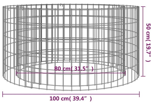 Gabionsko ložište Ø 100 cm od pocinčanog željeza - 100 x 50 cm 100 x 50 cm