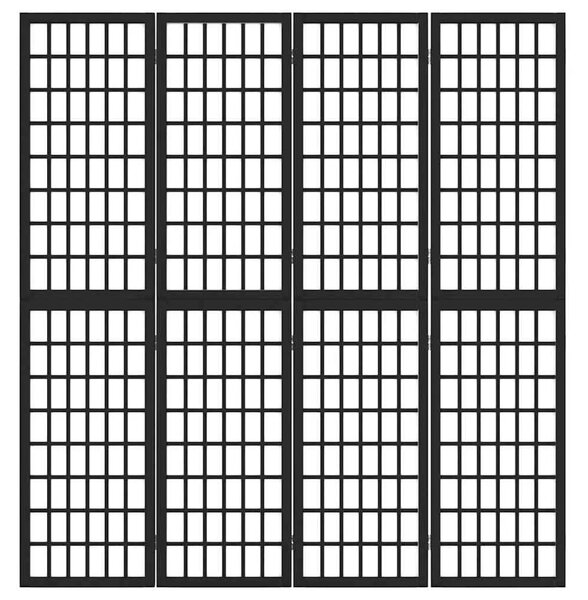 Paravan - Sklopiva sobna pregrada 4 panela japanski stil 160x170 cm crna - Crna 160 x 170 cm 1 1