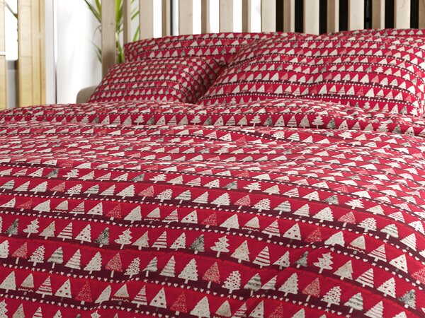 Pamučna posteljina BURGUNDY TREES vinska crvena Dimenzije posteljine: 70 x 90 cm | 140 x 200 cm