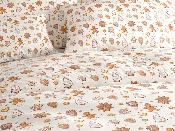Pamučna posteljina GINGERBREAD JOY bež Dimenzije posteljine: 70 x 90 cm | 140 x 220 cm