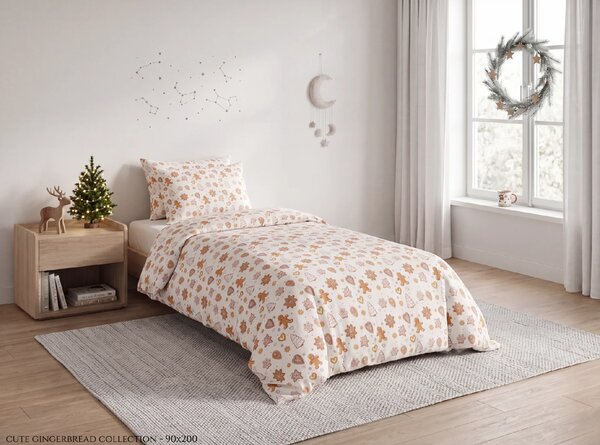 Pamučna posteljina GINGERBREAD JOY bež Dimenzije posteljine: 70 x 90 cm | 140 x 220 cm