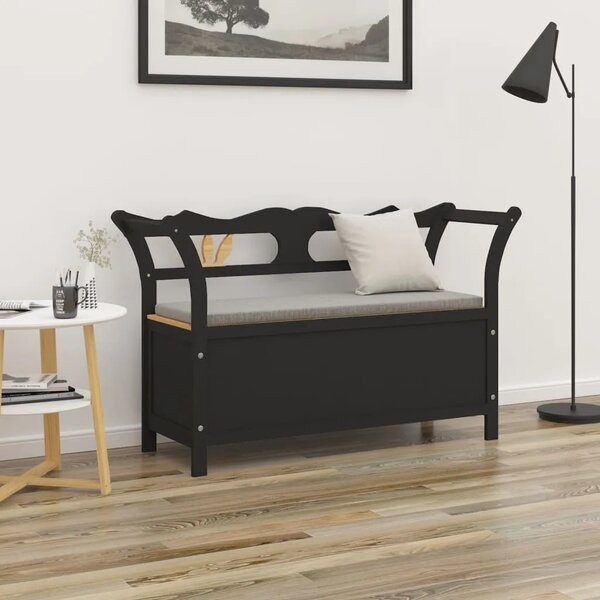 Klupa crna 107 x 45 x 75 5 cm od masivne jelovine - Crna Crna