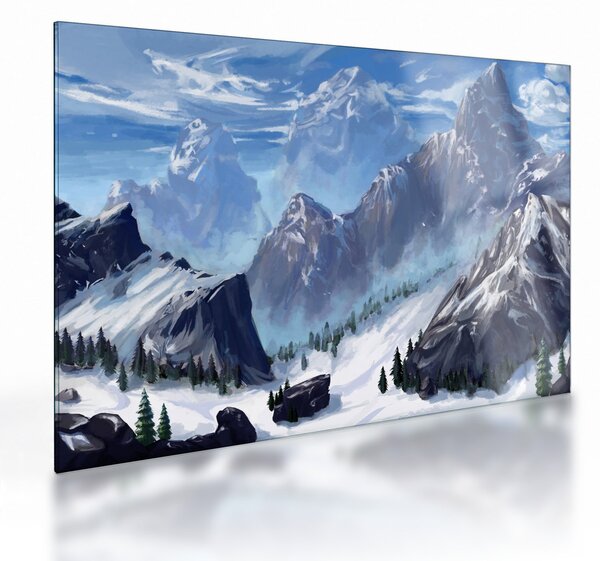 Staklena slika - Naslikane planine (70x50 cm)