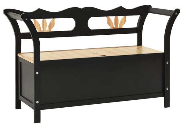 Klupa crna 107 x 45 x 75 5 cm od masivne jelovine - Crna Crna