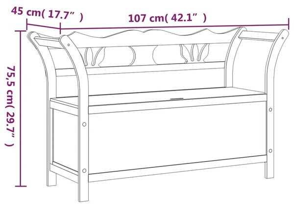 Klupa crna 107 x 45 x 75 5 cm od masivne jelovine - Crna Crna